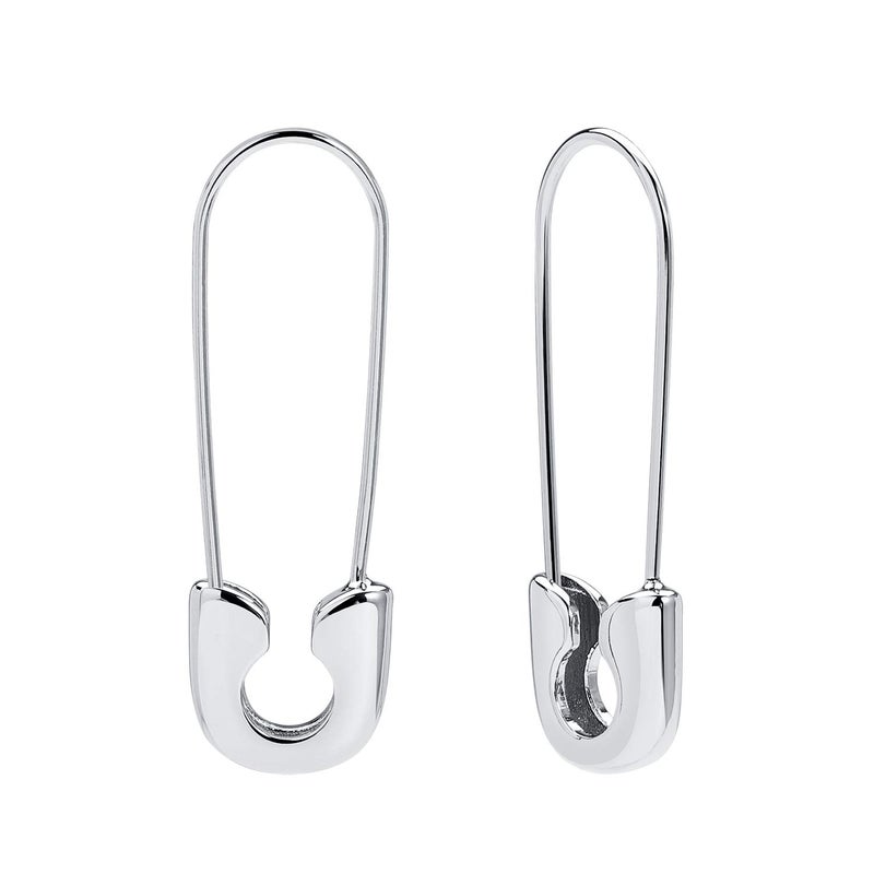 SANNYRA Safety Pin Earrings for Women, Silver Paperclip Earrings for Women Trendy, Minimalist Dangle Hoop Paper Clip Ear Hoop Studs Daily Jewelry - Image 1